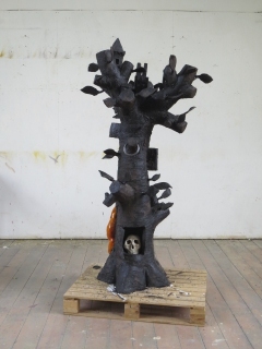 Tree 2012/13 fired black clay/ceramics H: 181 cm